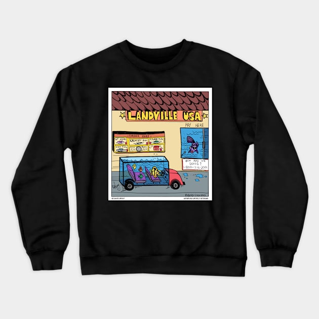 Landville USA Fish Drive-Thru Funny Fishing Novelty Gift Crewneck Sweatshirt by Airbrush World